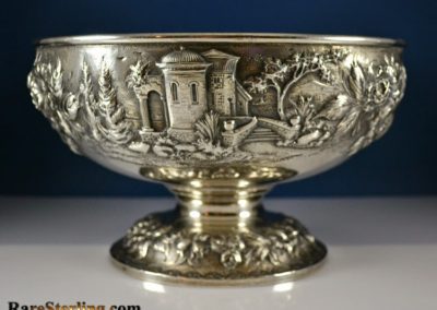 Kirk And Son Sterling Silver Castle Landscape Footed Bowl