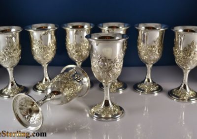 Kirk And Son Sterling Silver Repousse Water Goblets Set