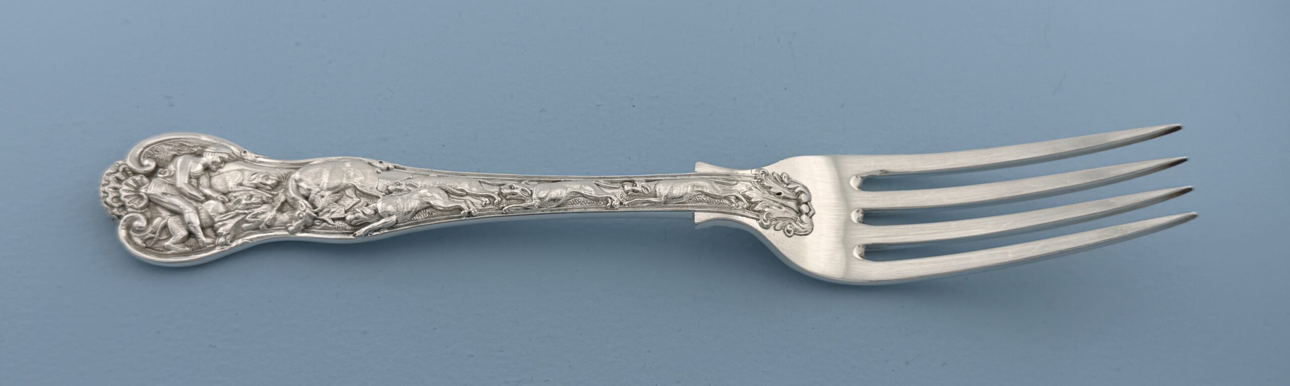 Paul Storr Sterling Silver Stag Hunt Dinner Size Fork Wallace Grande Baroque Sterling Dinner Size Fork