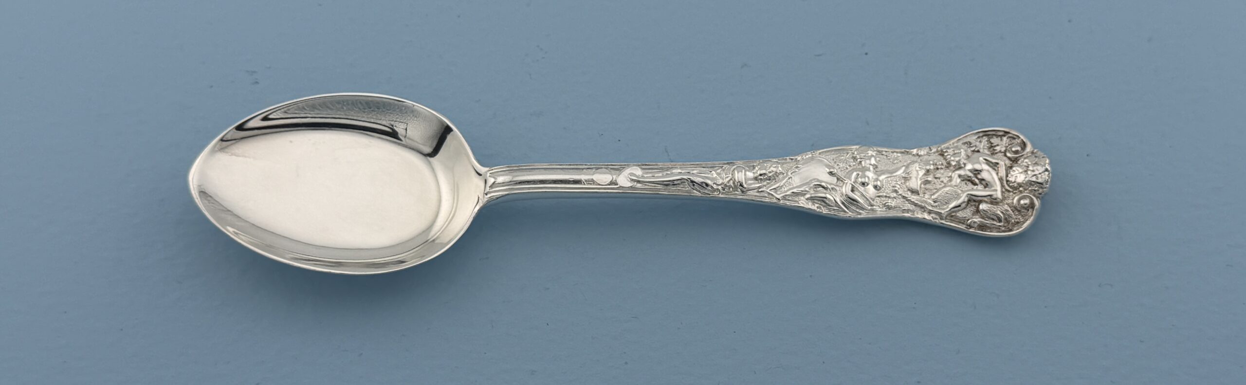 Paul Storr Sterling Silver Stag Hunt Egg Spoon Wallace Grande Baroque Sterling Dinner Size Fork