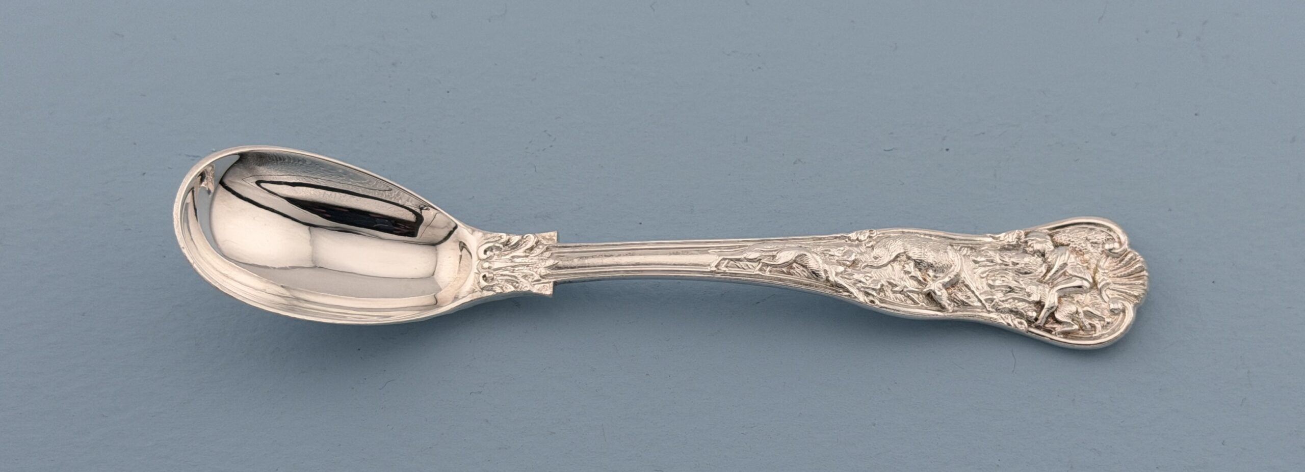 Paul Storr Sterling Silver Stag Hunt Mustard Ladle Wallace Grande Baroque Sterling Dinner Size Fork