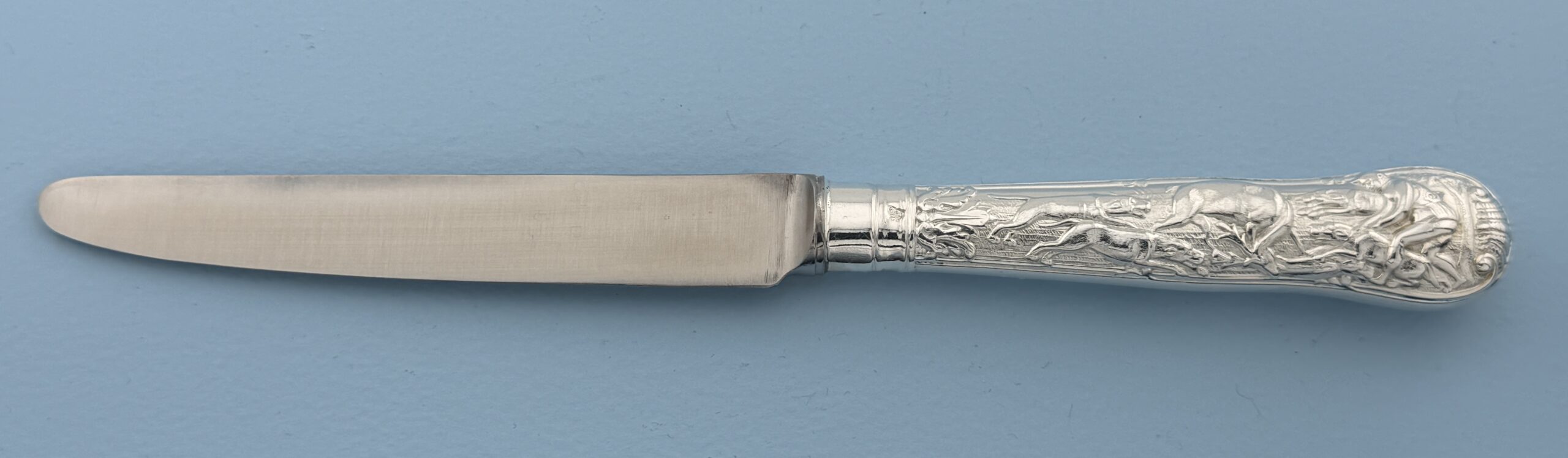 Paul Storr Sterling Silver Stag Hunt Place Size Knife Wallace Grande Baroque Sterling Dinner Size Fork