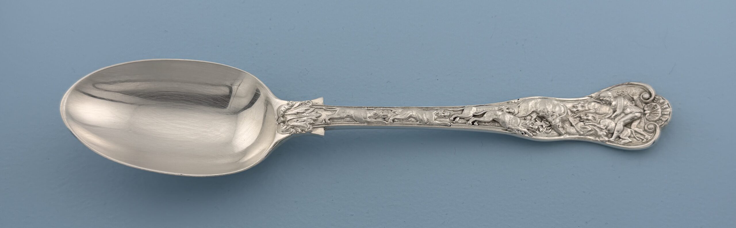 Paul Storr Sterling Silver Stag Hunt Serving Spoon Wallace Grande Baroque Sterling Dinner Size Fork