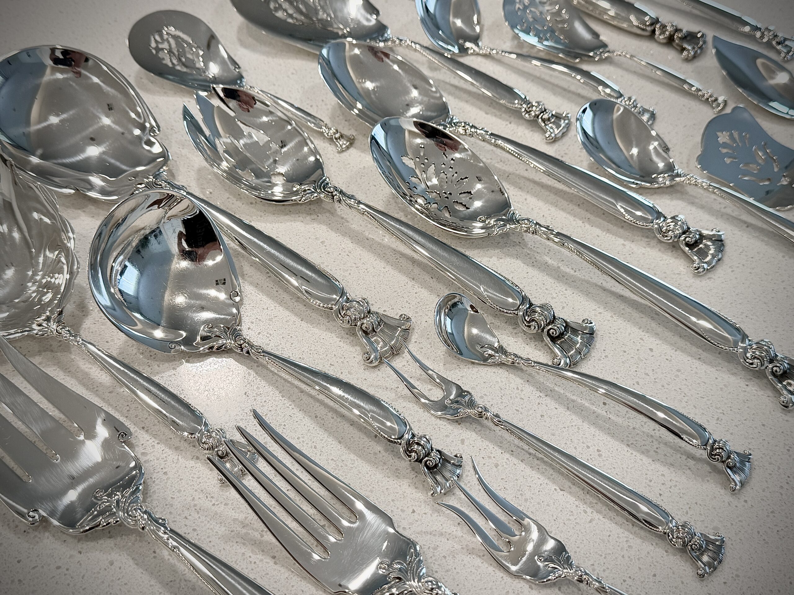 Paul Storr Stag Hunt Sterling Silver flatware pattern.